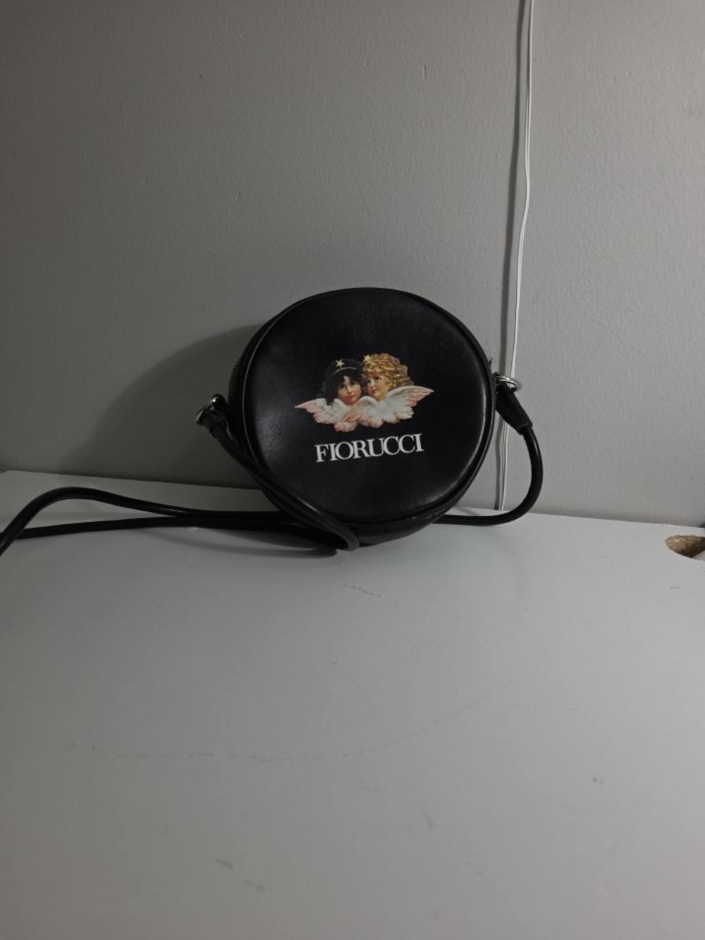 Fiorucci Black Round Cherub Crossbody Bag